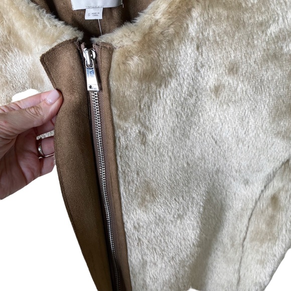 NWT LOFT Faux Fur Suede Jacket Coat Size Small - Picture 5 of 13